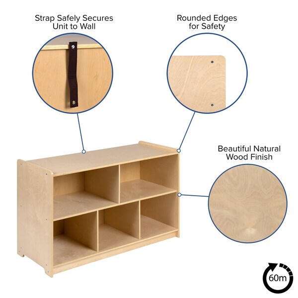 Flash Furniture Wooden 5 Section School Classroom Storage Cabinet - MK-STRG004-GG