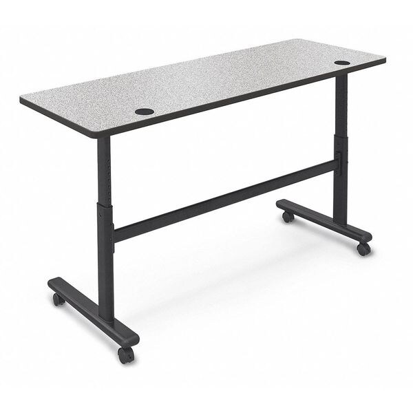 Mooreco Rectangle Training Table, 72" W, 72" L, 28.5" to 45" H, High Pressure Laminate Top, Gray Nebula - 90317-4622-BK