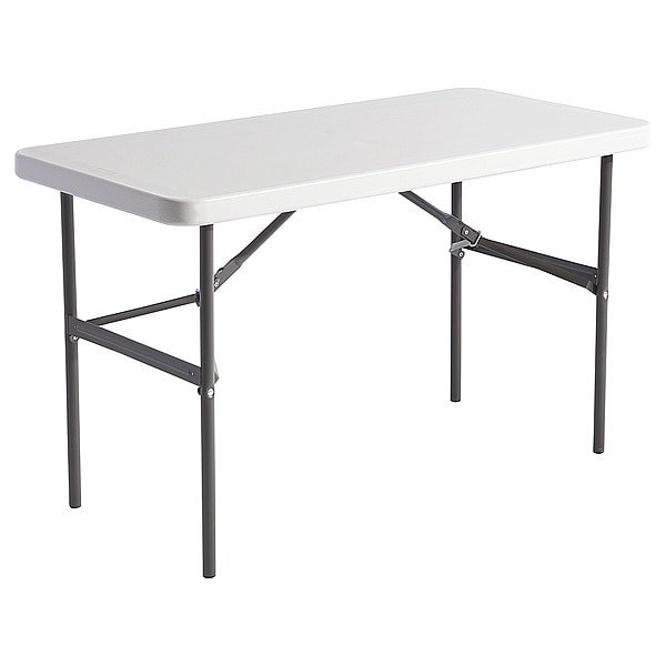 Alera Rectangle Folding Table, 48" W, 24" L, 29" H, Platinum Top, Blow-Molded High-Density Polyethylene - 65603