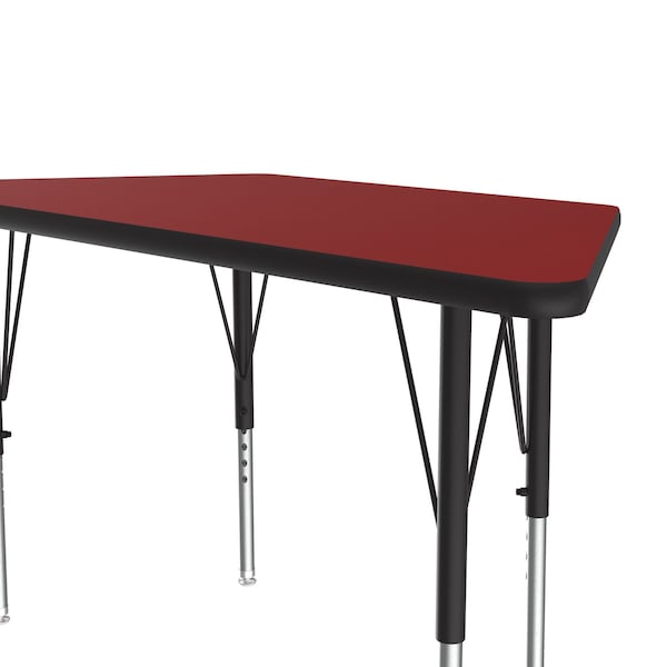 Correll Trapezoidal Adjustable Height Activity Kids School Table, 24" W, 48" L, 19" to 29" H, Red - A2448-TRP-35