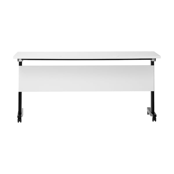 Flash Furniture Palmer 60in. x 24in. HD Nesting Table w/T-Legs, Modesty Panel, 1in. Thick White Tabletop, Blk Frame - MT-M6024-T-LEG-WHTBLK-GG