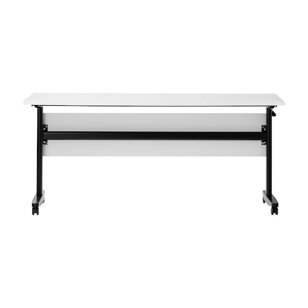 Flash Furniture Palmer 60in. x 24in. HD Nesting Table w/T-Legs, Modesty Panel, 1in. Thick White Tabletop, Blk Frame - MT-M6024-T-LEG-WHTBLK-GG