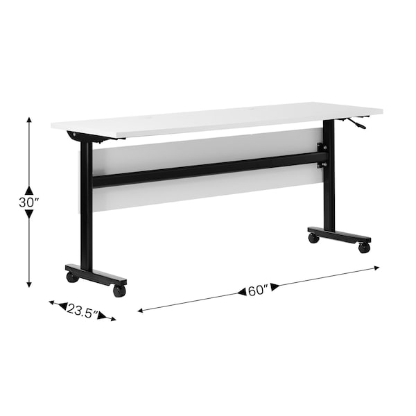 Flash Furniture Palmer 60in. x 24in. HD Nesting Table w/T-Legs, Modesty Panel, 1in. Thick White Tabletop, Blk Frame - MT-M6024-T-LEG-WHTBLK-GG