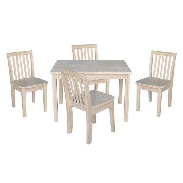International Concepts Rectangle Table with 4 Mission Juvenile Chairs, 24 in W, 33.1 in L, 22.2 in H, Wood, Unfinished - K-2532-263-4