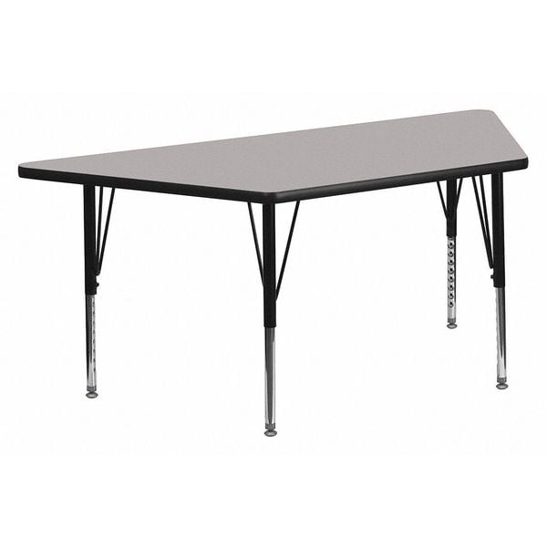Flash Furniture Trapezoid Activity Table, 29 W, 57 L, 25.125 H, Chrome, Laminate, Particleboard, Steel, Grey - XU-A3060-TRAP-GY-T-P-GG