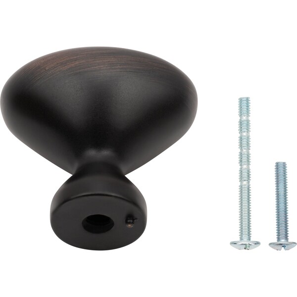 Designperfect 1-1/4 Overall Length Oval Cabinet Knob, Brushed Oil Rubbed Bronze - DPA-B7KORB