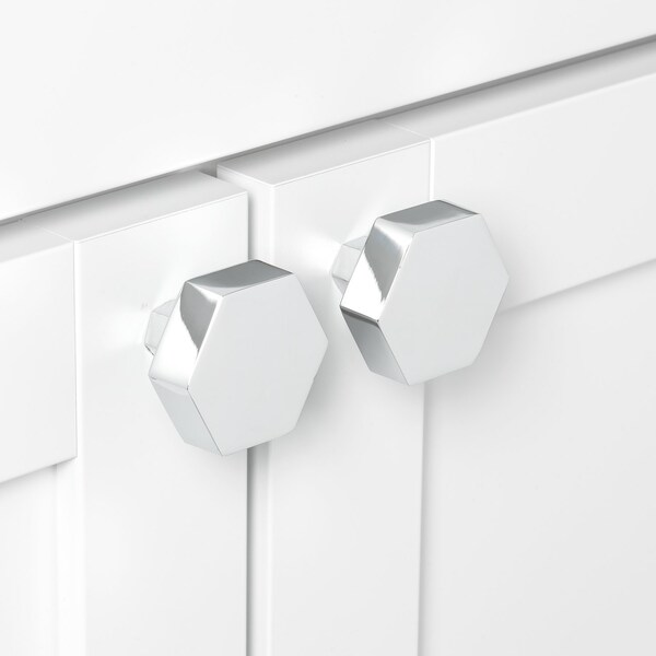 Gliderite Hardware 1-1/2 in. Hexagon Knob Polished Chrome, 10PK - 5824-PC-10