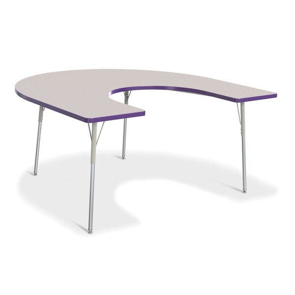 Jonti-Craft Berries Horseshoe Activity Table, 66 in. x 60 in., A-height, Freckled Gray/Purple/Gray - 6445JCA004