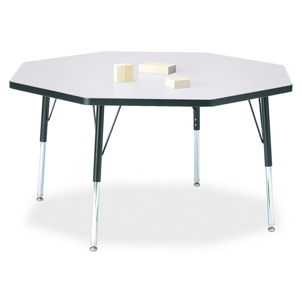 Jonti-Craft Berries Octagon Activity Table, 48 in. x 48 in., E-height, Freckled Gray/Black/Black - 6428JCE180