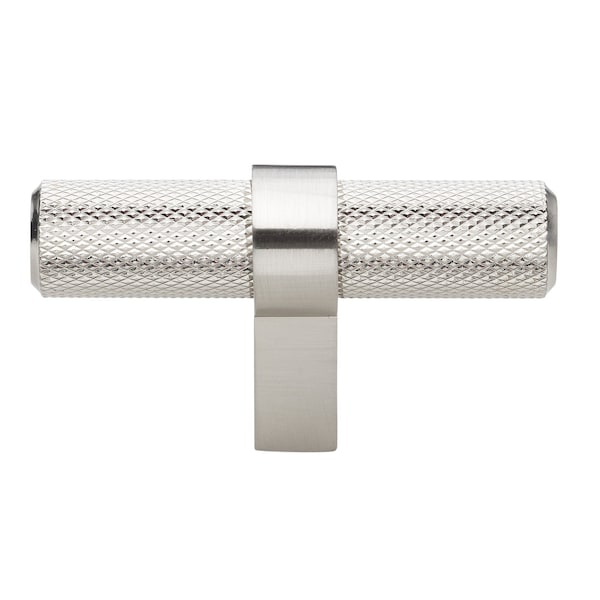 Gliderite Hardware 2-1/4 in. Knurled Steel Cabinet T-Bar Knob - 8002-T-SS, 5PK - 8002-T-SS-5