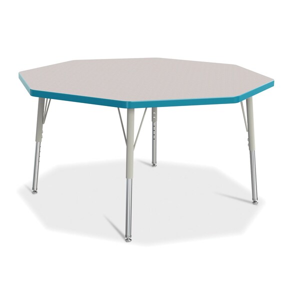 Jonti-Craft Berries Octagon Activity Table, 48 in. x 48 in., E-height, Freckled Gray/Teal/Gray - 6428JCE005