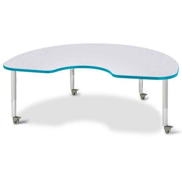 Jonti-Craft Berries Kidney Activity Table, 48 in. x 72 in., Mobile, Freckled Gray/Teal/Gray - 6423JCM005