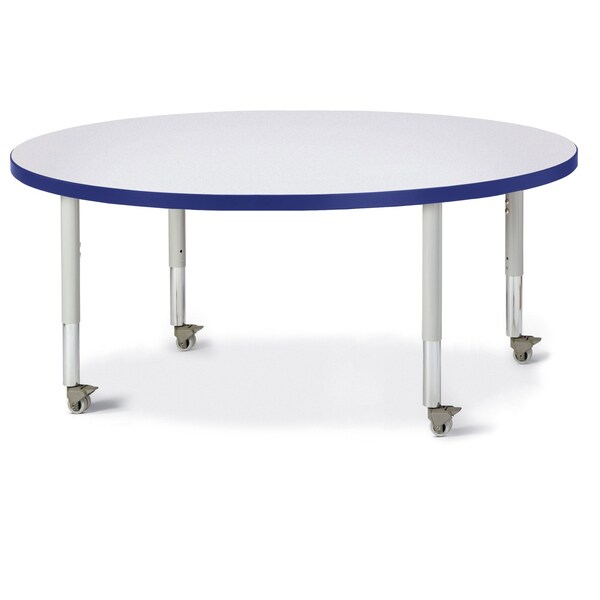 Jonti-Craft Berries Round Activity Table, 48 in. Diameter, Mobile, Freckled Gray/Blue/Gray - 6433JCM003