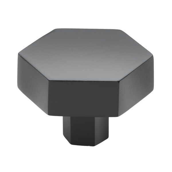 Gliderite Hardware 1-1/2 in. Hexagon Knob Matte Black, 25PK - 5824-MB-25