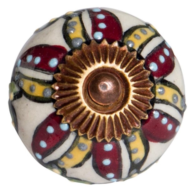 Homeroots Multi Color Ceramic & Metal Knob; 1.5 x 1.5 x 1.5 in. - Pack of 8 - 358077