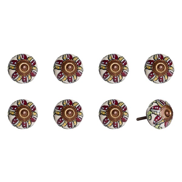 Homeroots Multi Color Ceramic & Metal Knob; 1.5 x 1.5 x 1.5 in. - Pack of 8 - 358077