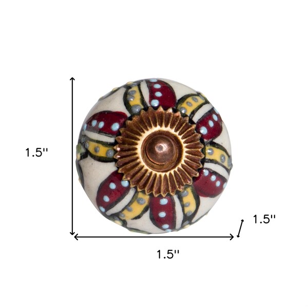 Homeroots Multi Color Ceramic & Metal Knob; 1.5 x 1.5 x 1.5 in. - Pack of 8 - 358077