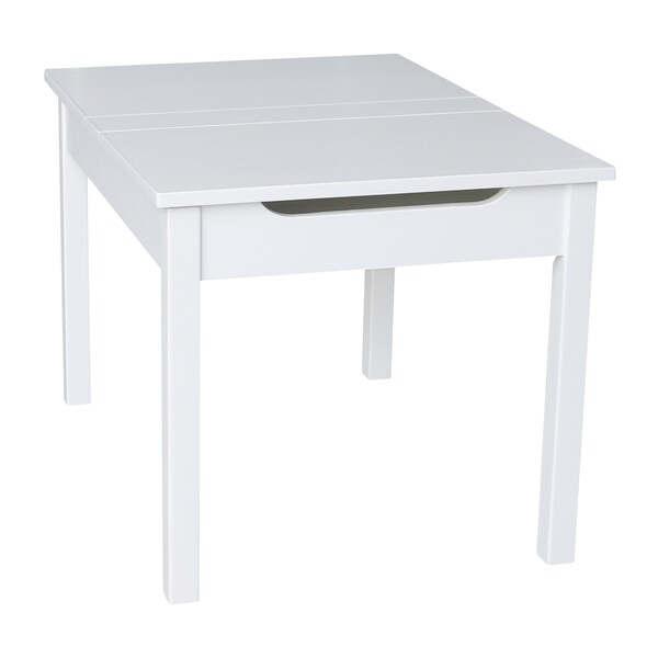 International Concepts Rectangle Table with Lift Up Top For Storage, 24 in W, 33.1 in L, 22.2 in H, Wood, White - JT08-2532L