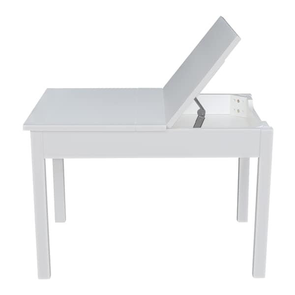 International Concepts Rectangle Table with Lift Up Top For Storage, 24 in W, 33.1 in L, 22.2 in H, Wood, White - JT08-2532L