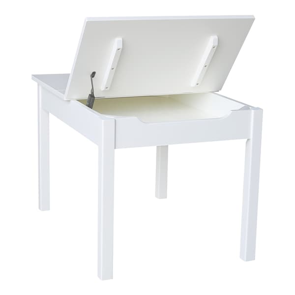 International Concepts Rectangle Table with Lift Up Top For Storage, 24 in W, 33.1 in L, 22.2 in H, Wood, White - JT08-2532L