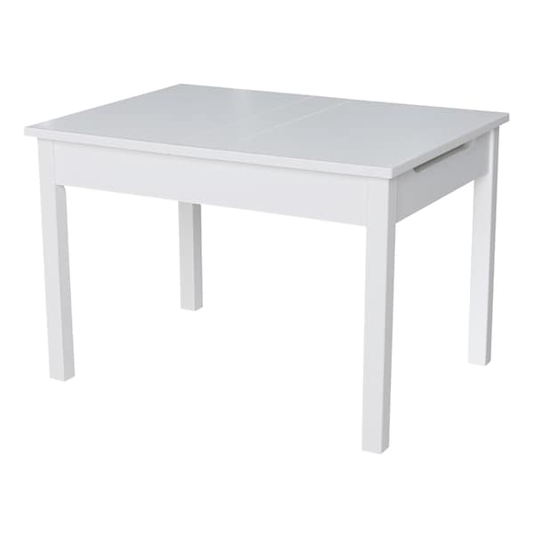 International Concepts Rectangle Table with Lift Up Top For Storage, 24 in W, 33.1 in L, 22.2 in H, Wood, White - JT08-2532L