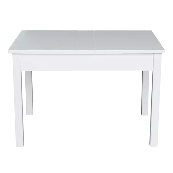 International Concepts Rectangle Table with Lift Up Top For Storage, 24 in W, 33.1 in L, 22.2 in H, Wood, White - JT08-2532L