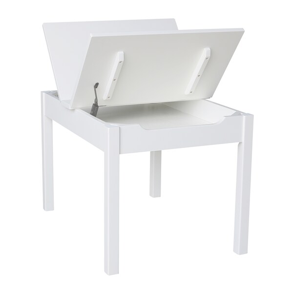 International Concepts Rectangle Table with Lift Up Top For Storage, 24 in W, 33.1 in L, 22.2 in H, Wood, White - JT08-2532L