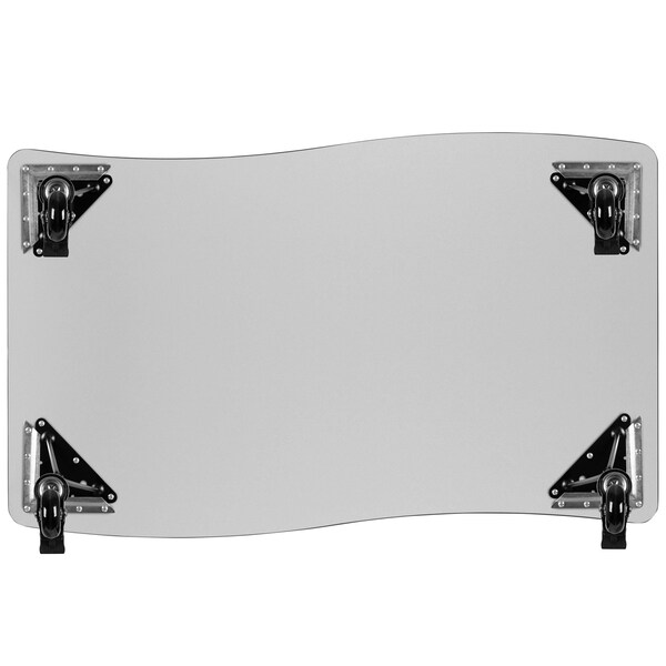 Flash Furniture Rectangle 28 W, 47.5 L, 30 H, Chrome, Laminate, Particleboard, Steel, Wood Grain - XU-A3048-CON-OAK-T-A-CAS-GG