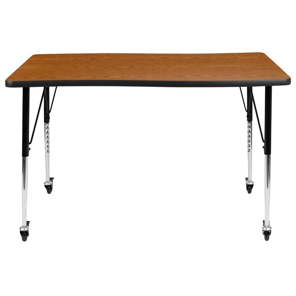 Flash Furniture Rectangle 28 W, 47.5 L, 30 H, Chrome, Laminate, Particleboard, Steel, Wood Grain - XU-A3048-CON-OAK-T-A-CAS-GG