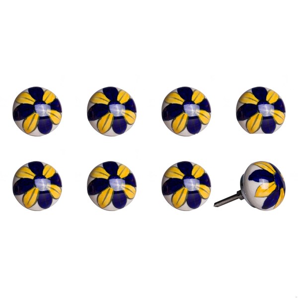 Homeroots Multi Color Ceramic & Metal Knob; 1.5 x 1.5 x 1.5 in. - Pack of 8 - 358120