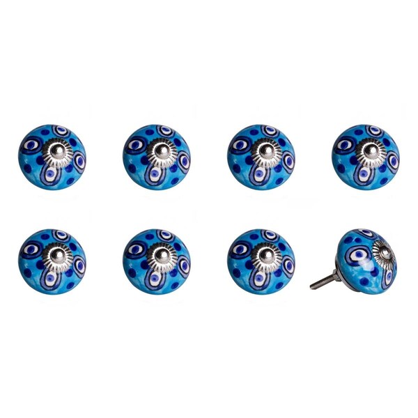 Pipers Pit Multi Color Ceramic & Metal Knob, 1.5 x 1.5 x 1.5 in., 8PK - PI3094748