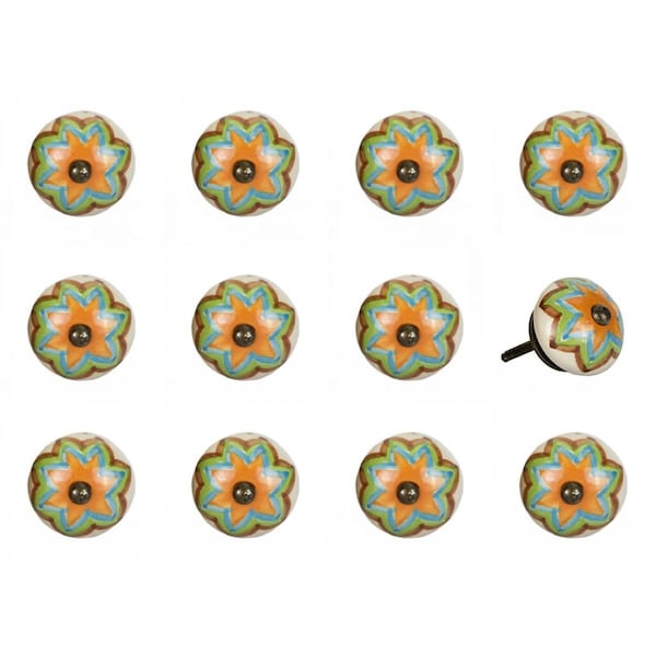 Pipers Pit 1.5 x 1.5 x 1.5 in. Ceramic & Metal Multi Color Knob, 12PK - PI3094865