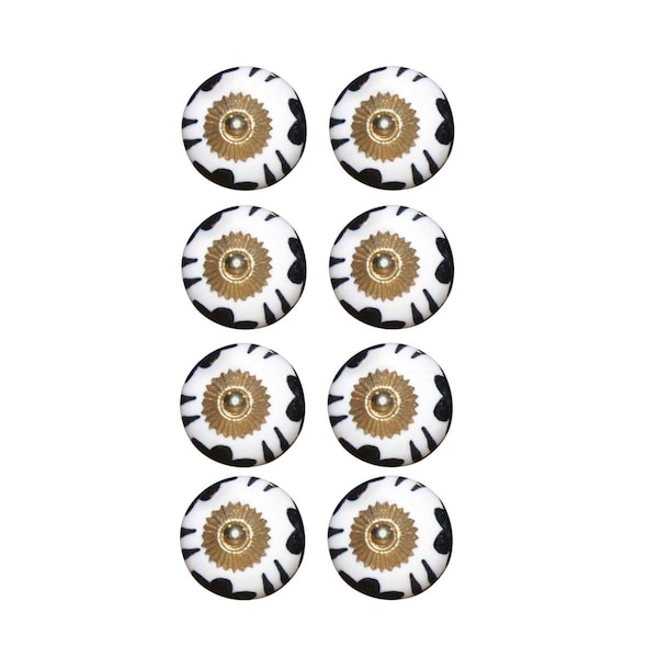 Decoracion K000011 Knob It - White Black & Gold, 8PK - DE3086682