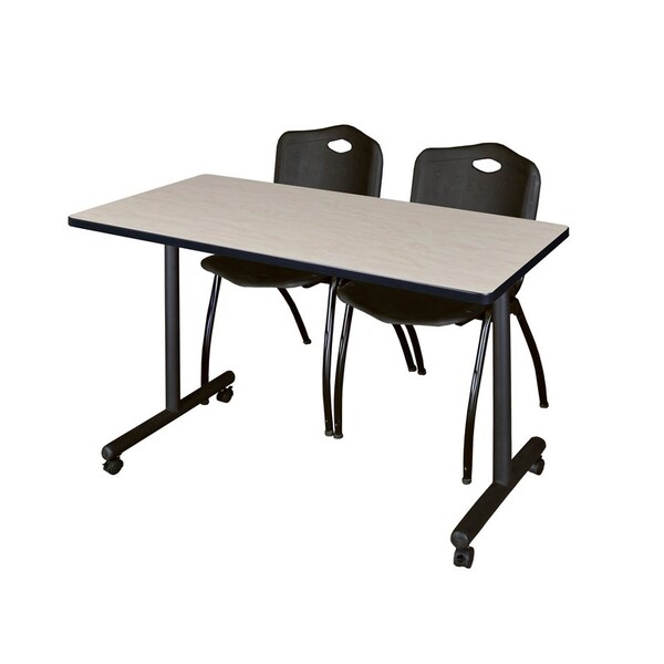 Kobe Rectangle Tables > Training Tables > Kobe Mobile Table & Chair Sets, 48 W, 24 L, 29 H, Maple - MKTRCC4824PL47BK