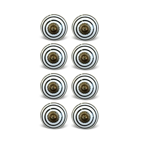 Homeroots K4009 Knob It - Black White & Copper - Pack of 8, 8PK - 321658