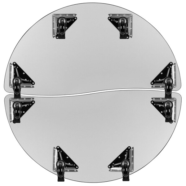Flash Furniture Round 47.5 W, 48 L, 25 H, Chrome, Laminate, Particleboard, Steel, Wood Grain - XU-GRP-A48-HCIRC-OAK-T-P-CAS-GG