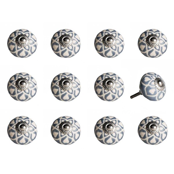Homeroots KI1217 Knob It - Gray Cream & Silver - Pack of 12, 12PK - 321700