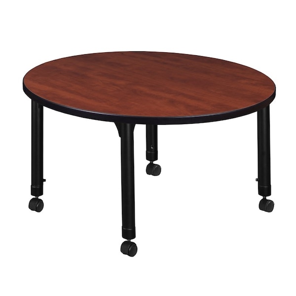 Regency Tables > Height Adjustable > Round Mobile Tables, 36 W, 36 L, 23-34 H, Wood|Metal, Cherry - TB36RNDCHAPCBK