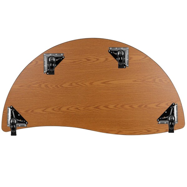 Flash Furniture Half Round 30 W, 60 L, 25 H, Chrome, Laminate, Particleboard, Steel, Grey - XU-A60-HCIRC-GY-T-P-CAS-GG