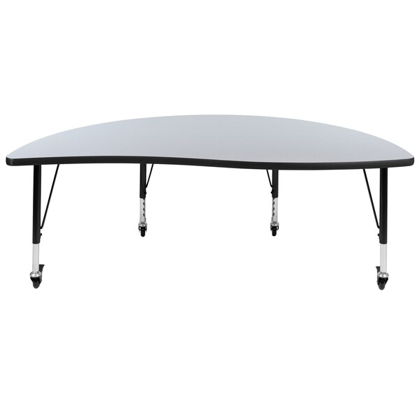 Flash Furniture Half Round 30 W, 60 L, 25 H, Chrome, Laminate, Particleboard, Steel, Grey - XU-A60-HCIRC-GY-T-P-CAS-GG