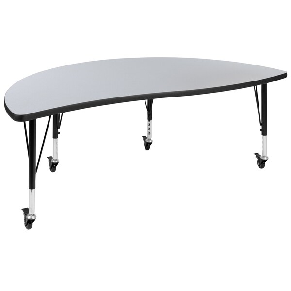 Flash Furniture Half Round 30 W, 60 L, 25 H, Chrome, Laminate, Particleboard, Steel, Grey - XU-A60-HCIRC-GY-T-P-CAS-GG