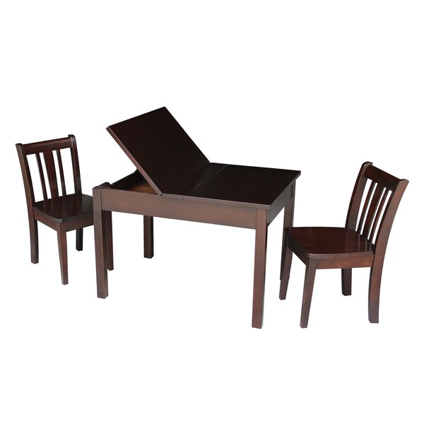 International Concepts Rectangle Table with 2 San Remo Juvenile Chairs, 24 in W, 33.1 in L, 22.2 in H, Wood, Rich Mocha - K15-JT2532L-CC105-2
