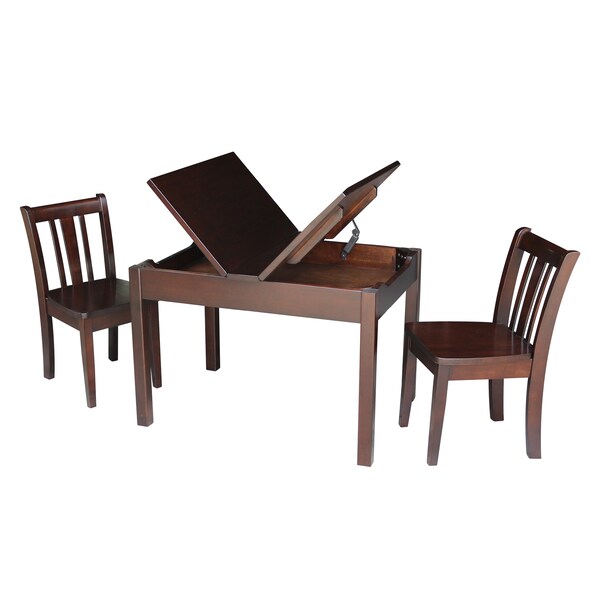 International Concepts Rectangle Table with 2 San Remo Juvenile Chairs, 24 in W, 33.1 in L, 22.2 in H, Wood, Rich Mocha - K15-JT2532L-CC105-2