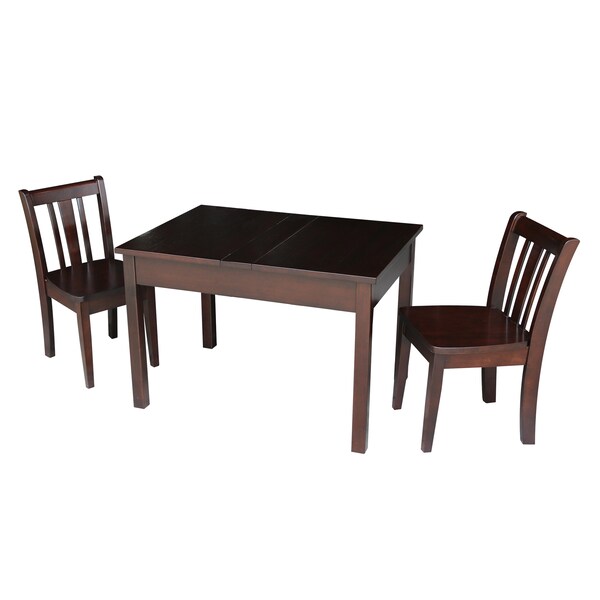 International Concepts Rectangle Table with 2 San Remo Juvenile Chairs, 24 in W, 33.1 in L, 22.2 in H, Wood, Rich Mocha - K15-JT2532L-CC105-2