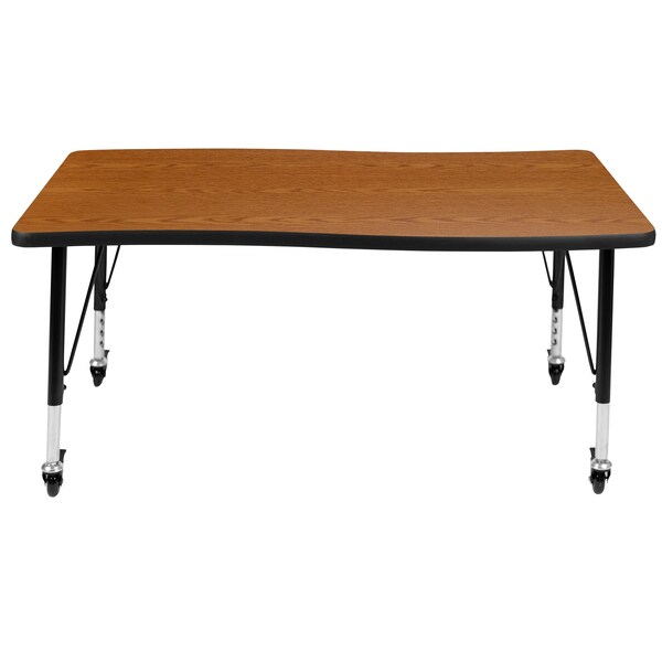 Flash Furniture Rectangle 28 W, 47.5 L, 25 H, Chrome, Laminate, Particleboard, Steel, Wood Grain - XU-A3048-CON-OAK-T-P-CAS-GG