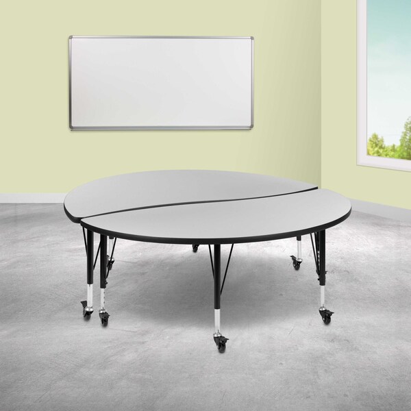 Flash Furniture Round 60 W, 60 L, 25 H, Chrome, Laminate, Particleboard, Steel, Grey - XU-GRP-A60-HCIRC-GY-T-P-CAS-GG