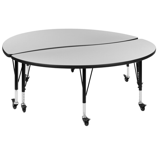 Flash Furniture Round 60 W, 60 L, 25 H, Chrome, Laminate, Particleboard, Steel, Grey - XU-GRP-A60-HCIRC-GY-T-P-CAS-GG