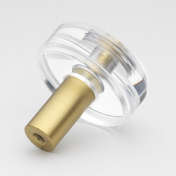 Gliderite Hardware 1-1/2 in. Clear Acrylic Knob Satin Gold, 25PK - 5828-SG-25