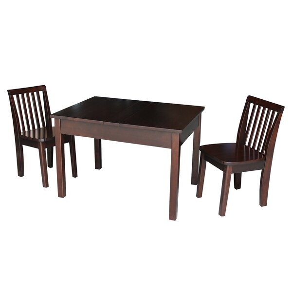 International Concepts Rectangle Table with 2 Mission Juvenile Chairs, 24 in W, 33.1 in L, 22.2 in H, Wood, Rich Mocha - K15-JT2532L-263-2