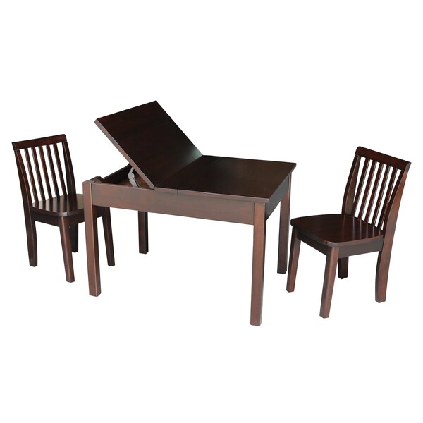 International Concepts Rectangle Table with 2 Mission Juvenile Chairs, 24 in W, 33.1 in L, 22.2 in H, Wood, Rich Mocha - K15-JT2532L-263-2